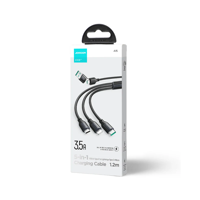 Joyroom A15 3.5A USB-A+Type-C to Lightning+Type-C+Micro 5-in-1 Charging Cable 1.2m Joyroom.pk