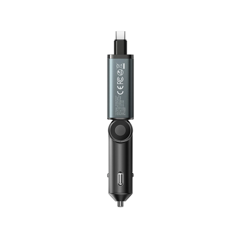 Joyroom JR-CCL07 45W 3-in-1 Retractable Car Charger-Dark Grey Joyroom.pk