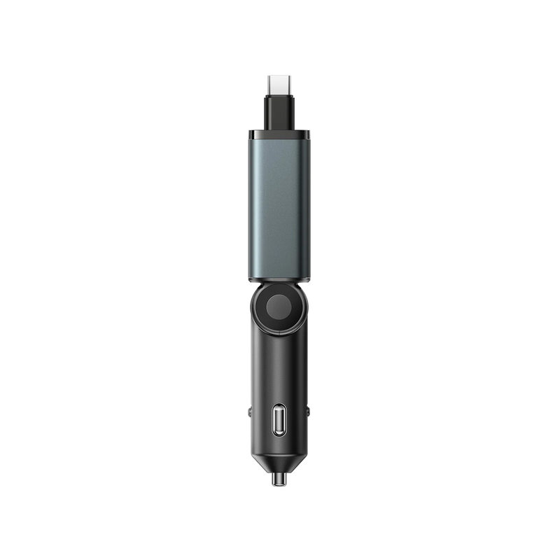 Joyroom JR-CCL07 45W 3-in-1 Retractable Car Charger-Dark Grey Joyroom.pk