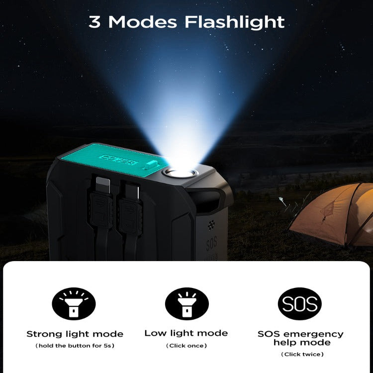 L017 JOYROOM 22.5W POWER BANK WITH BUILT IN 2IN1 CABLES WITH SOS LIGHT 10000MAH - BLACK JOYROOM
