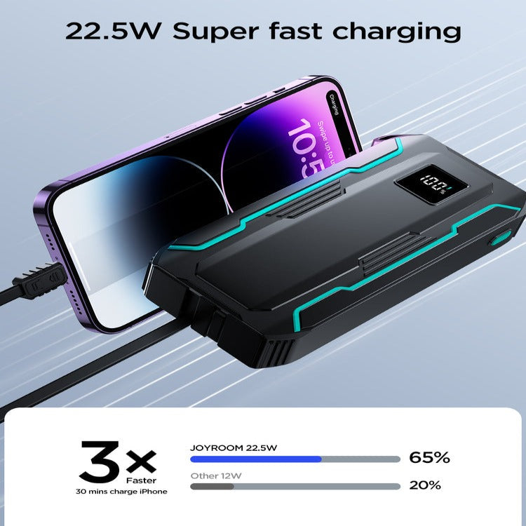 L017 JOYROOM 22.5W POWER BANK WITH BUILT IN 2IN1 CABLES WITH SOS LIGHT 10000MAH - BLACK JOYROOM