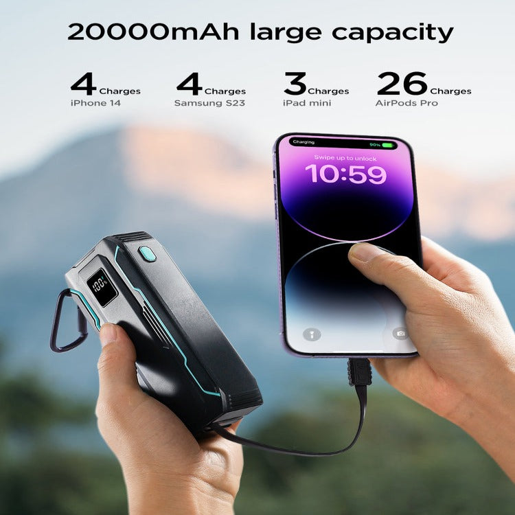 L017 JOYROOM 22.5W POWER BANK WITH BUILT IN 2IN1 CABLES WITH SOS LIGHT 10000MAH - BLACK JOYROOM