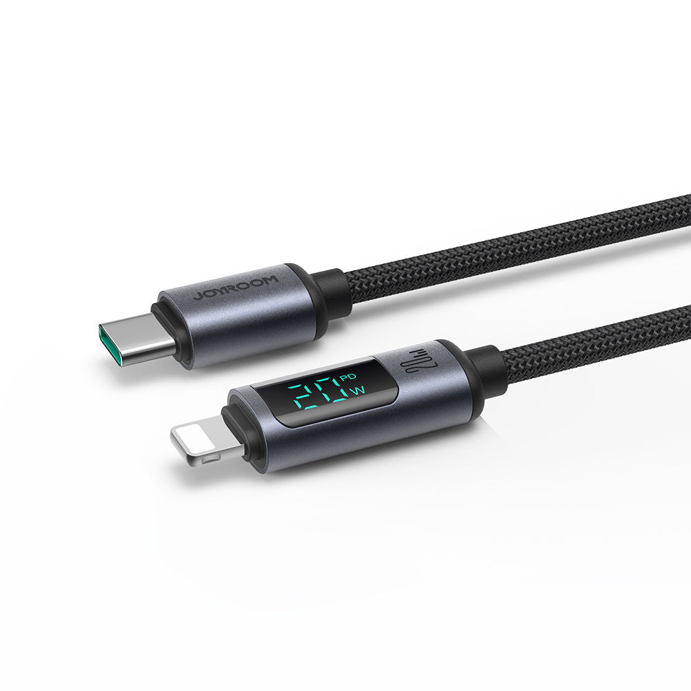 S-CL020A16 JOYROOM USB C CABLE 20W 1.2M WITH LED DISPLAY - BLACK JOYROOM