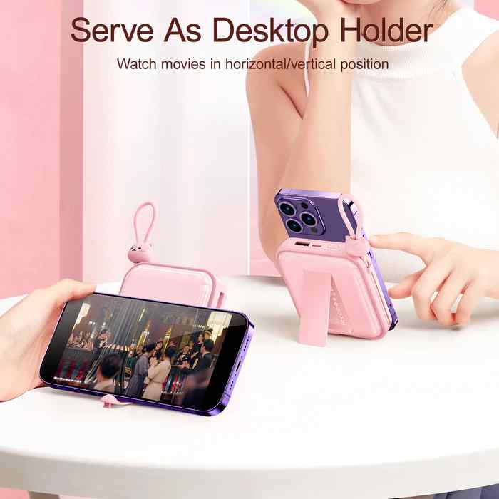 JR-L008 CUTIE SERIES POWER BANK WITH KICKSTAND 10000MAH - WHITE Joyroom.pk