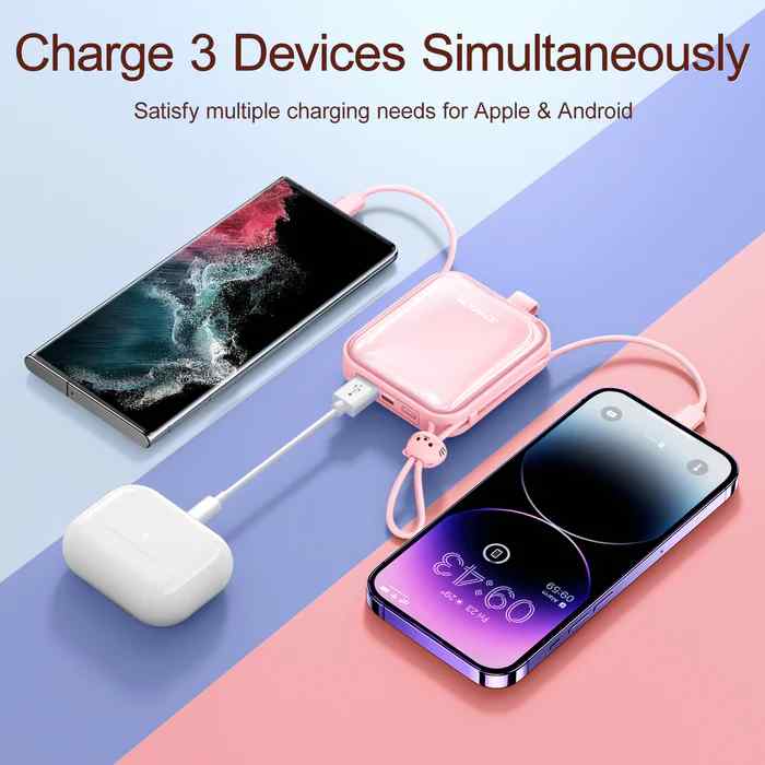 JR-L008 CUTIE SERIES POWER BANK WITH KICKSTAND 10000MAH - WHITE Joyroom.pk