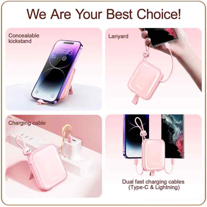 JR-L008 CUTIE SERIES POWER BANK WITH KICKSTAND 10000MAH - WHITE Joyroom.pk