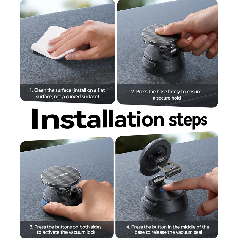 Joyroom JR-ZS510 Gel Suction Cup MagSafe Car Foldable Stand-Dark Gray Joyroom.pk
