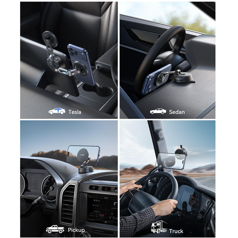 Joyroom JR-ZS510 Gel Suction Cup MagSafe Car Foldable Stand-Dark Gray Joyroom.pk
