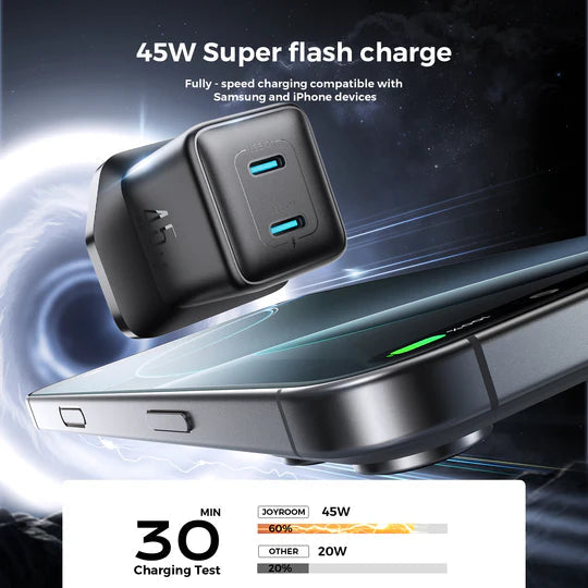 JOYROOM JR-TCG17 45W Dual-Port (2C) Charger - Black Joyroom.pk