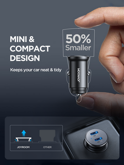 CCN06 JOYROOM 30W CAR CHARGER - MINI METAL WITH 2C MULTIPLE PROTECTION JOYROOM