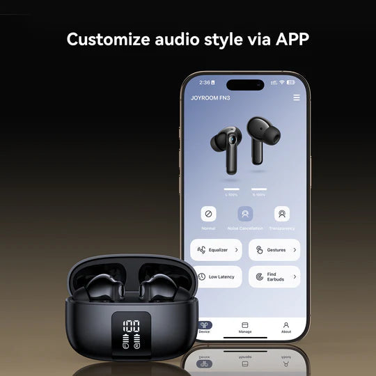JR-FN3 ANC+ENC True Wireless Bluetooth Earphones - Black Joyroom.pk