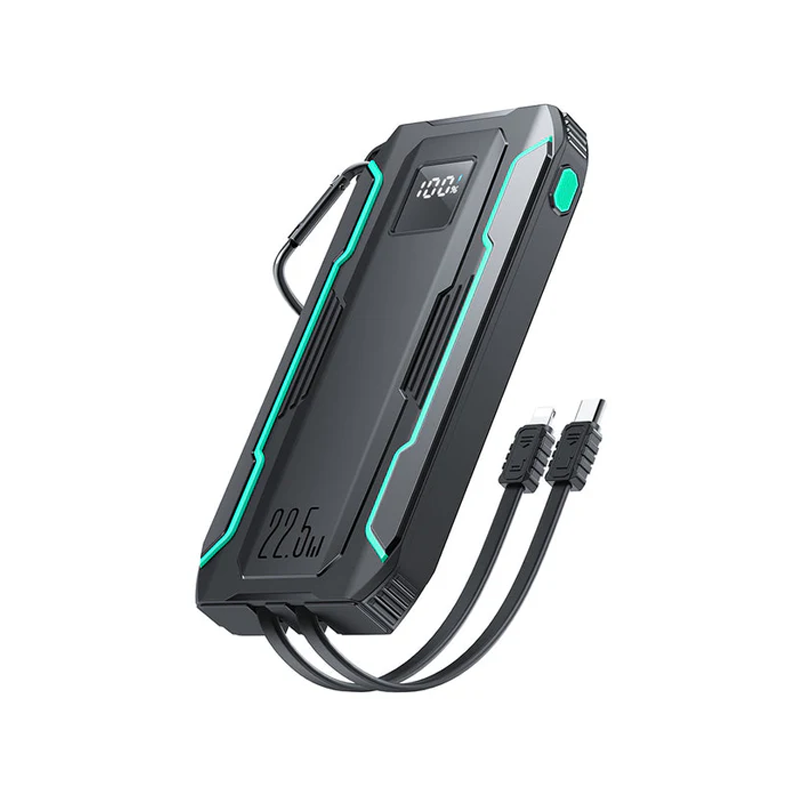 L017 JOYROOM 22.5W POWER BANK WITH BUILT IN 2IN1 CABLES WITH SOS LIGHT 10000MAH - BLACK JOYROOM