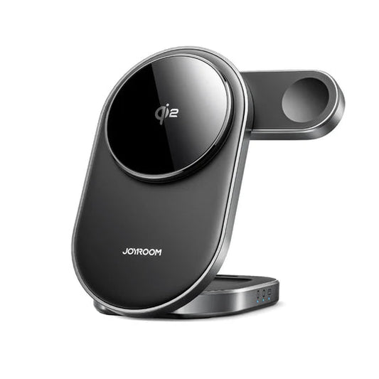 JOYROOM JR-W17 3 in 1 Qi2 Magnetic Wireless Charger (Black) Joyroom.pk