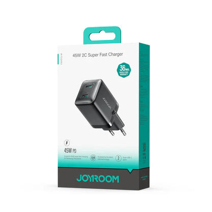 JOYROOM JR-TCG17 45W Dual-Port (2C) Charger - Black Joyroom.pk