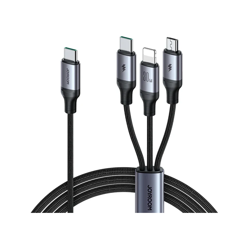 SA21-1T3 JOYROOM 30W 3-in-1 Fast Charging Cable (Type-C to L+C+M) 1.2m-Black Joyroom.pk