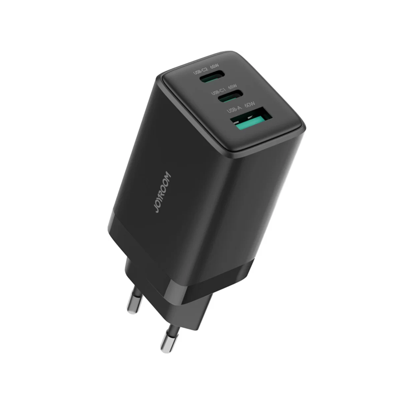 Joyroom JR-TG10 65W GaN Charger - Black (EU)+A14 C to C 100W 1.2m Cable-Black Joyroom.pk