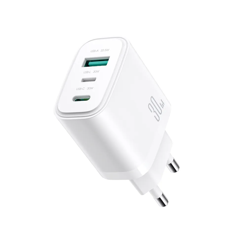 Joyroom JR-TG6 PD30W 3-Ports GaN Charger-White (EU) Joyroom.pk