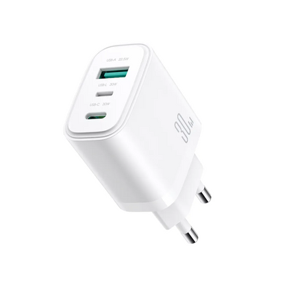 Joyroom JR-TG6 PD30W 3-Ports GaN Charger-White (EU) Joyroom.pk