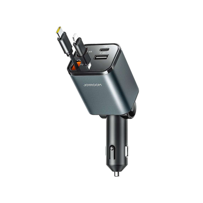 Joyroom JR-CCL05 50W 4-in-1 Retractable Car Charger-Dark Grey Joyroom.pk