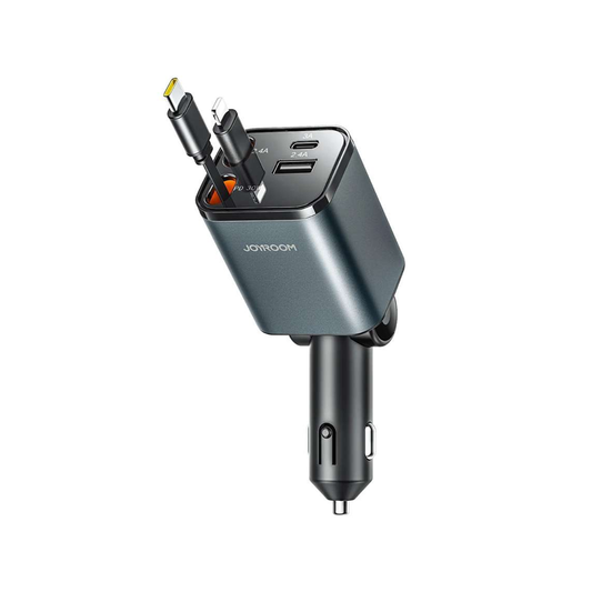 Joyroom JR-CCL05 50W 4-in-1 Retractable Car Charger-Dark Grey Joyroom.pk