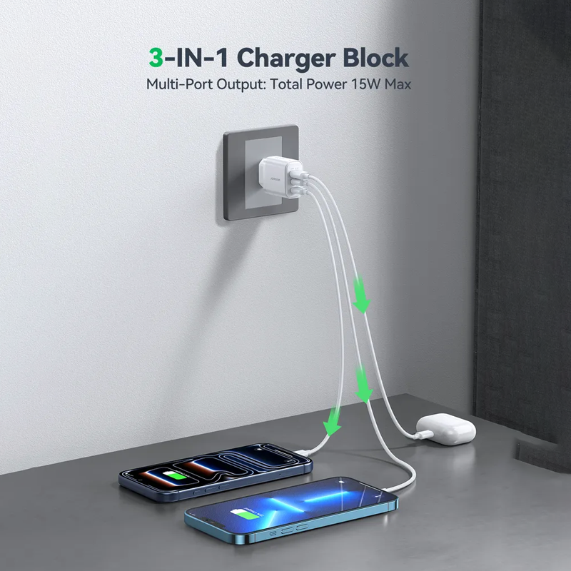 Joyroom JR-TG6 PD30W 3-Ports GaN Charger-White (EU) Joyroom.pk