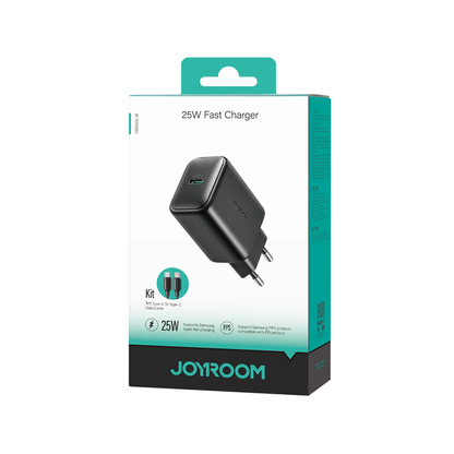 Joyroom JR-TCF23 25W Charger (EU)+C to C Cable 1m-Black