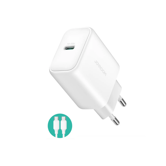 Joyroom JR-TCF24 PD30W Charger-White (EU)+C to C Cable 1m-White Joyroom.pk