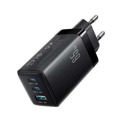 Joyroom JR-TG10 65W GaN Charger - Black (EU)+A14 C to C 100W 1.2m Cable-Black Joyroom.pk