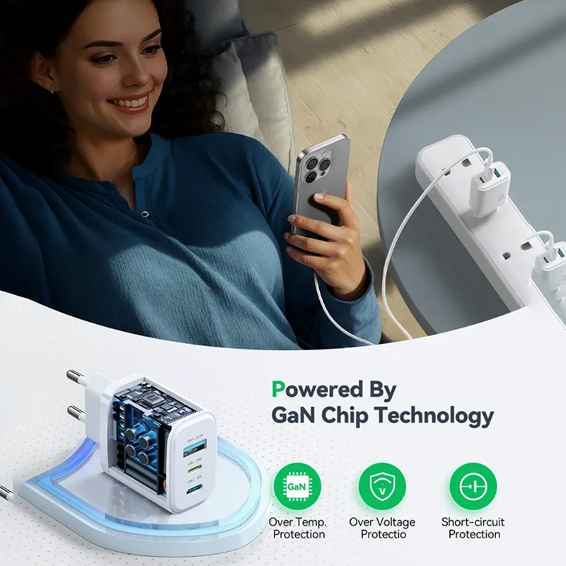 Joyroom JR-TG6 PD30W 3-Ports GaN Charger-White (EU) Joyroom.pk
