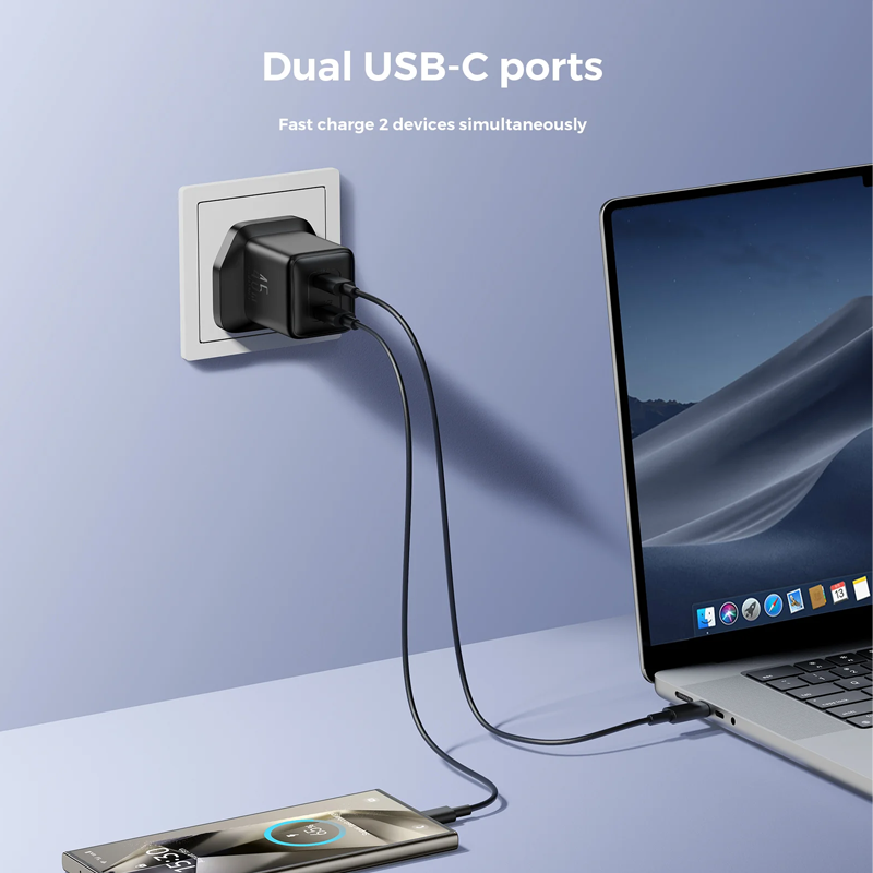 Joyroom JR-TCG17 45W Dual-Port (2C) Charger-Black (UK) Joyroom.pk