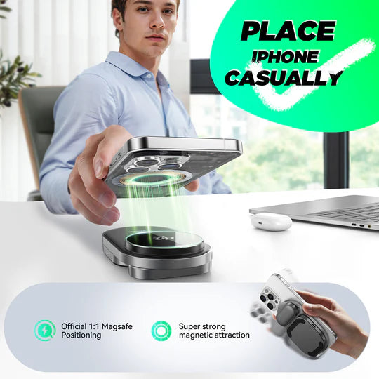 JOYROOM JR-W17 3 in 1 Qi2 Magnetic Wireless Charger (Black) Joyroom.pk