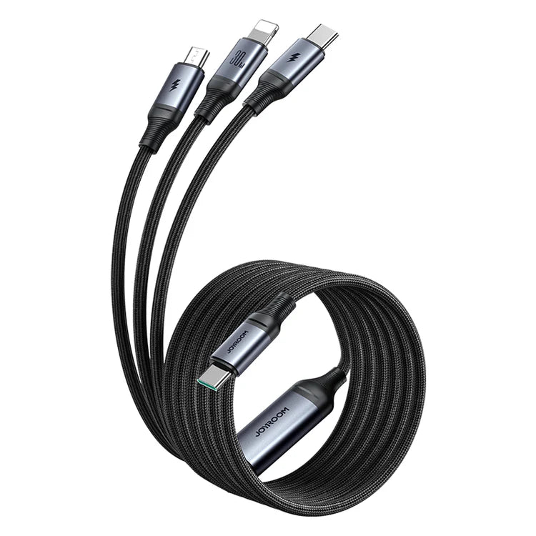 SA21-1T3 JOYROOM 30W 3-in-1 Fast Charging Cable (Type-C to L+C+M) 1.2m-Black Joyroom.pk