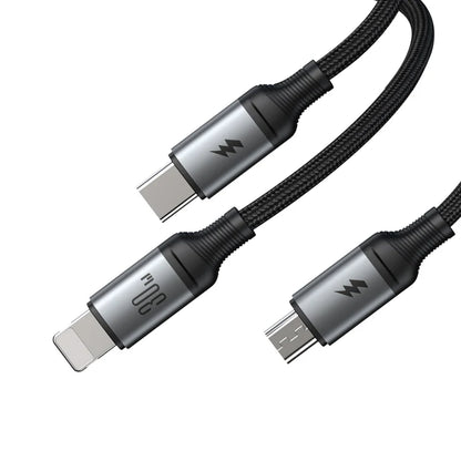 SA21-1T3 JOYROOM 30W 3-in-1 Fast Charging Cable (Type-C to L+C+M) 1.2m-Black Joyroom.pk