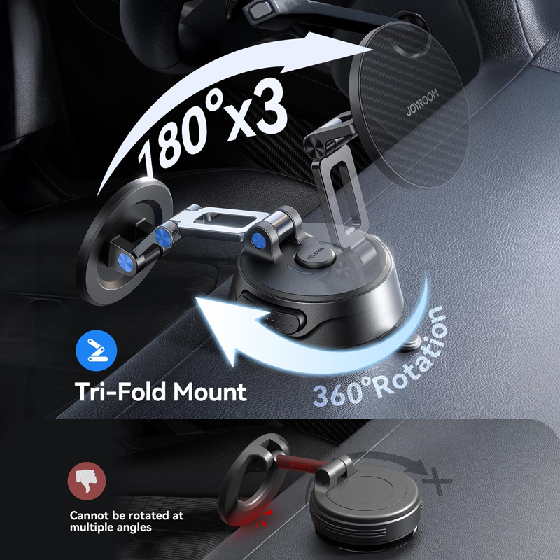Joyroom JR-ZS510 Gel Suction Cup MagSafe Car Foldable Stand-Dark Gray Joyroom.pk