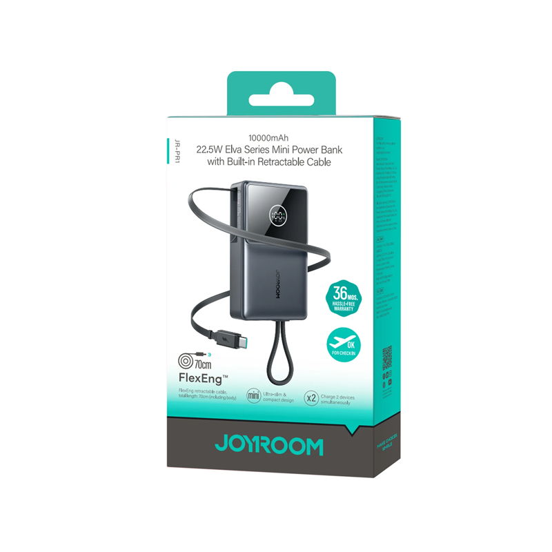 Joyroom JR-PR1 22.5W Built-in Retractable Cable Power bank 10000mAh Joyroom.pk