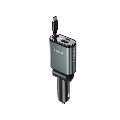 Joyroom JR-CCL07 45W 3-in-1 Retractable Car Charger-Dark Grey Joyroom.pk
