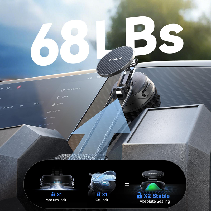Joyroom JR-ZS510 Gel Suction Cup MagSafe Car Foldable Stand-Dark Gray Joyroom.pk