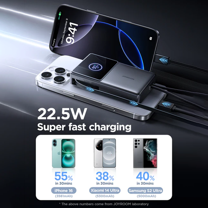 Joyroom JR-PR1 22.5W Built-in Retractable Cable Power bank 10000mAh Joyroom.pk