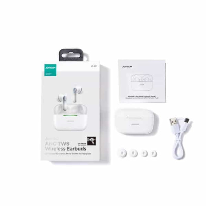 JR-BC1 JOYROOM TRUE WIRELESS ANC EARBUDS-WITH COVER - WHITE JOYROOM