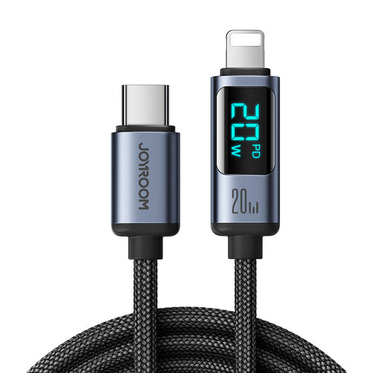 S-CL020A16 JOYROOM USB C CABLE 20W 1.2M WITH LED DISPLAY - BLACK JOYROOM