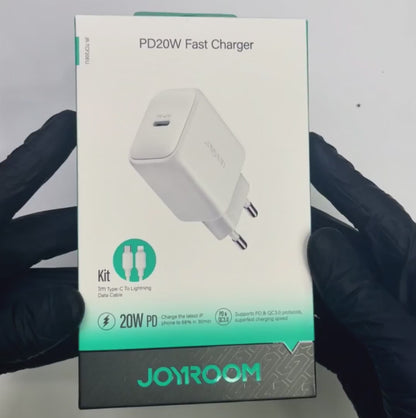 Joyroom TCF20 20W Charger EU+C to L Cable 1m White