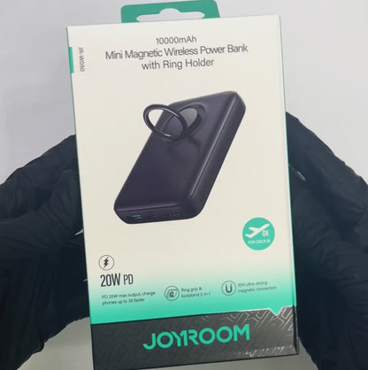 Joyroom JR-W050 20W Magnetic Wireless Power Bank With Ring Holder 10000mah - Black