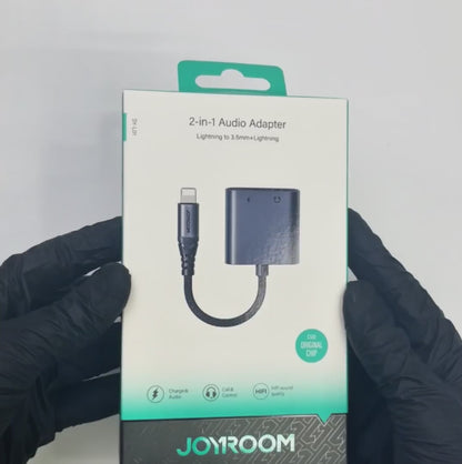 Joyroom SY-L01 2-in-1 Audio Adapter (Lightning to 3.5mm+Lightning)-Black (Call Version)