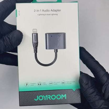 Joyroom SY-L02 Audio-Transfer Series 2-in-1 Audio Adapter (Lightning to Dual Lightning)-Black