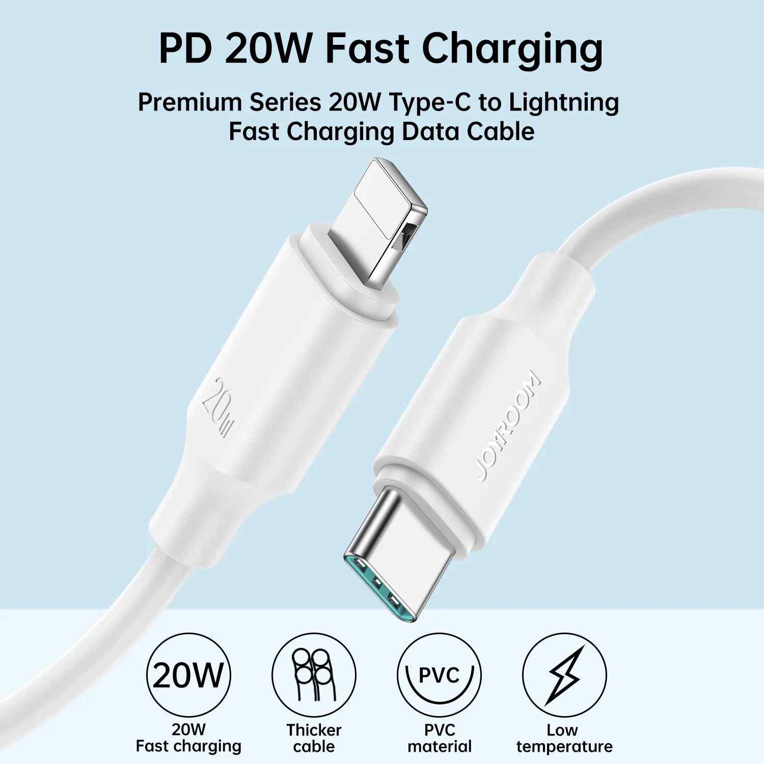 S-CL020 A9 JOYROOM 20W Type-C to Lightning cable - 2M - White Joyroom.pk