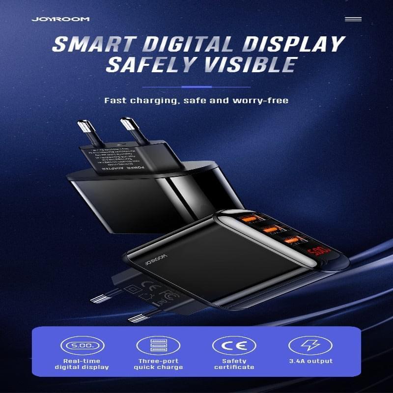 HKL-USB59 JOYROOM 3 Port Wall Charger 3.4 Amp Joyroom.pk