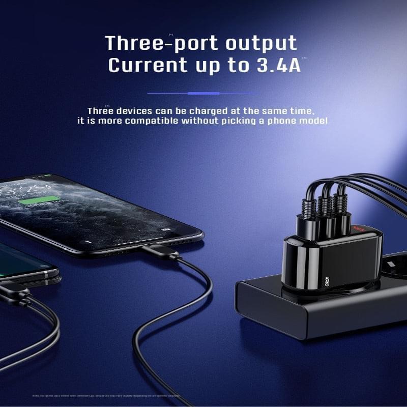 HKL-USB59 JOYROOM 3 Port Wall Charger 3.4 Amp Joyroom.pk