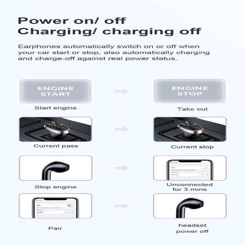 JR-CP2 JOYROOM Car Charger With Wireless Earphone Joyroom.pk