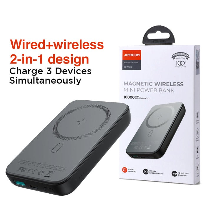 JR-W020 JOYROOM Magnetic Wireless powerbank – 10000mAh BLACK Joyroom.pk