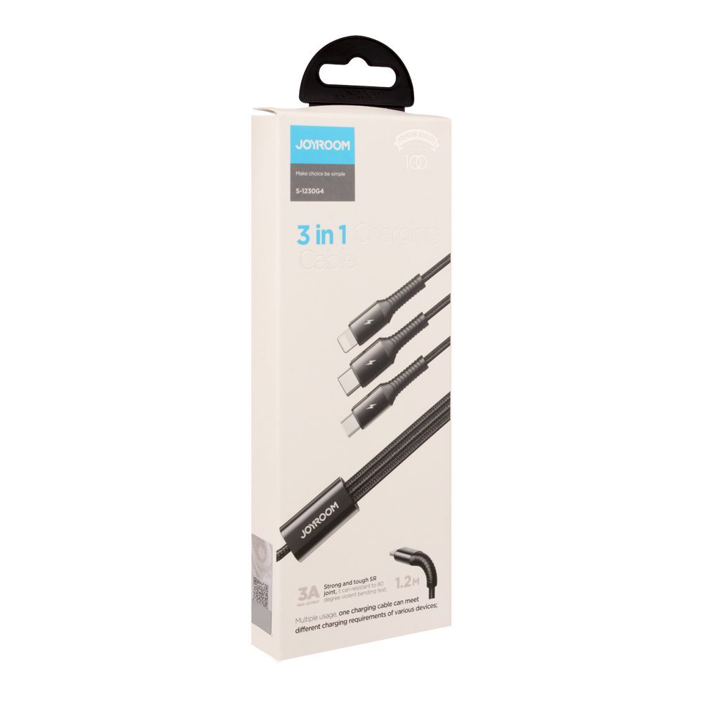 S-1230G4 JOYROOM 3 In 1 Charging Cable (iPhone + Type C + Micro) 1.2M Joyroom.pk
